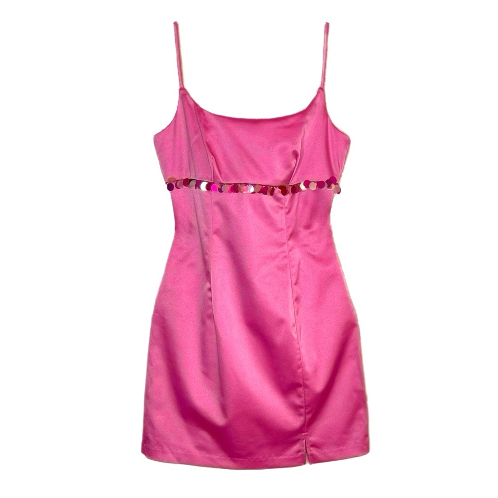 Pink Spaghetti Strap Dress with Sequin Detail